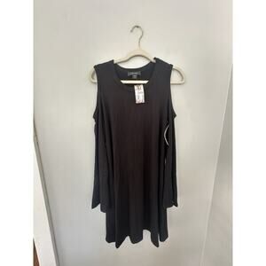 NWT Karen Kane Black Cold Shoulder Long Flare Sleeve Stretchy Dress Size Small